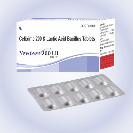 Yevozen-200 LB Tablets - Cefixime 200 & Lactic Acid Bacillus Tablets