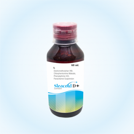 Sleacold D+ Suspension - Dextromehtorphan HBr, Chlorpheniramine Maleate, Phenylephrine HCl, Paracetamol Suspension